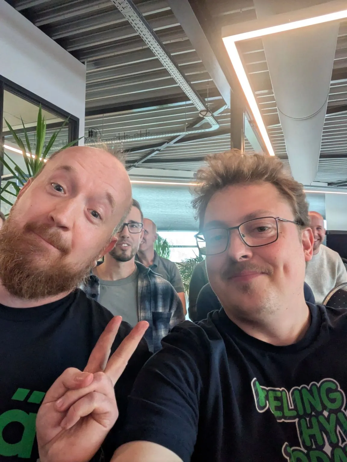 Selfie of Sergii and me, with the crowd behind us