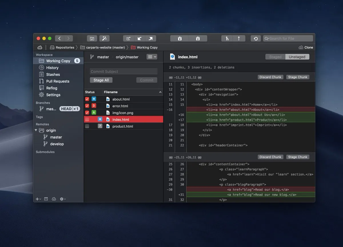 Tower 3.2 dark mode on macOS Mojave